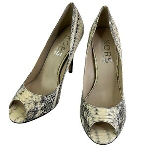 Kors Michael Kors snakeskin heels peep toe Sadie Size 10